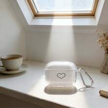 Black Line Heart Design Protective Case Compatible With Apple , Anti-Scratch And Anti-Drop Cover - Clear - View 3