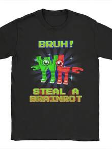 Camiseta Bruh WL o L Brainrot para hombre, de algodón, estilo vintage, corta, con cuello redondo, tallas 4XL y 5XL - Negro 13 - Ver 1