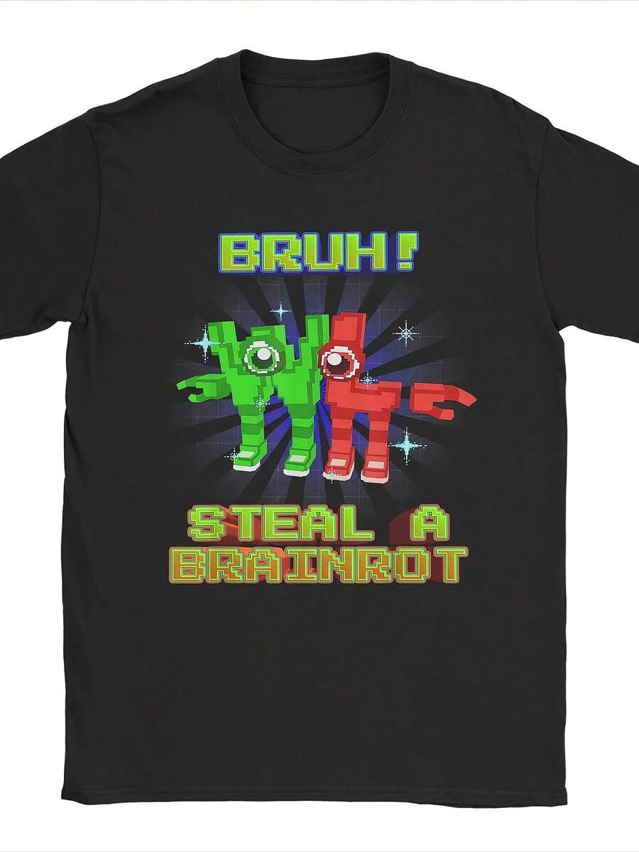 Camiseta Bruh WL o L Brainrot para hombre, de algodón, estilo vintage, corta, con cuello redondo, tallas 4XL y 5XL - Negro 13 - Ver 1