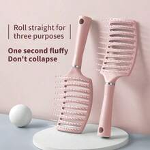 1PC  Puffy Ribs Comb Sakura Pink,You Can Only Buy One,Wavy/Smooth Wet/Dry Fine/Thick/Thin/Hard Hair Brush, Simple And Durable Comb, Blow/Style/Dry/Shower, Smooth Wavy Wide Hair Brush, Suitable For Women Men Girls Mothers (Pink) - Pink - View 11