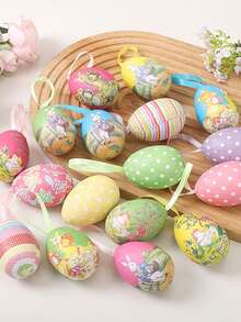 12/6/1pc Colorful Foam Hanging Egg Decorations, Easter Tree Decor, Birthday Party Home Decoration Indoor Ornaments - Multicolor - View 12