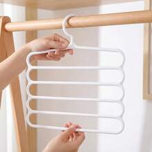 5/10pcs Space Saving Clothes Hanger,Multi-Function Closet Organizers And Storage,Non Slip Plastic Multi-Layer Clothing Rack,Suitable For Storing Pants Jeans Scarf Dorm Room Essentials For College Students - White - View 10