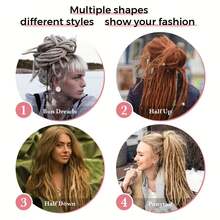 Synthetic Dreadlock Extensions Ended Dreads 0.6 Cm Width Loc Extensions Crochet Hair For Women Daily Party Music Festival Wear (1Pack 40 Strands ) - Multicolor - View 9