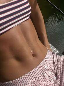 1pc S925 Sterling Silver Zirconia Navel Ring, Minimalist Style, Women's Jewelry, Ideal Gift For Mother's Day Or Valentine's Day - Single - View 2