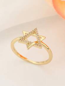 1 Fashionable And Personalized Star Hollow Inlaid Zirconia Ring, Simple And Versatile For Daily Wear, Can Be Given As A Gift To Friends - Star Ring - View 14