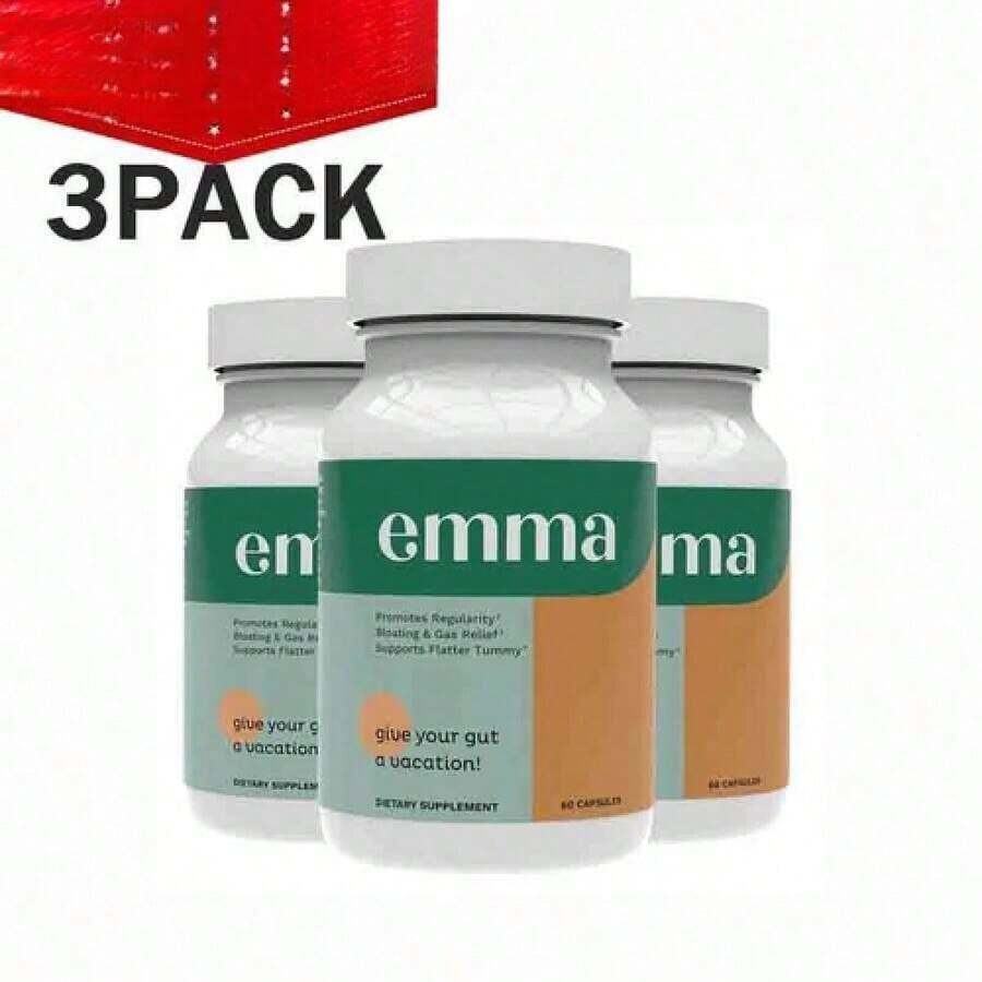Suplemento para la salud intestinal Emma, respaldado por médicos - 60 cápsulas - PAQUETE DE 3 - 3 - Ver 1
