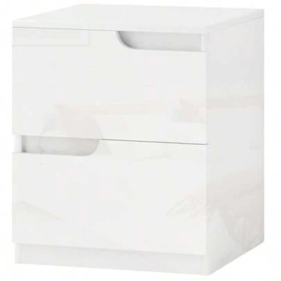 Bedside Table With 2 Drawers, Side Table For Living Room Or Bedroom, 40 X 40 X 48 Cm, Glossy White