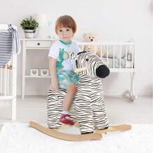 Zebra Shaped Kids Rocking Horse With Realistic Sound For 2-4 Years, Black - White - View 4