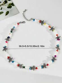 1pc Fashionable Bohemian Ocean Series Shell & Starfish Beaded Single Layer Necklace, Jewelry Gift For Women Beach Vacation - 26362-colour - View 6