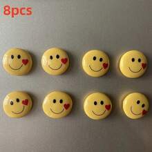 5/8pcs Set Smiling Face With Red Heart Fridge Magnets - Cute Oval Plastic Refrigerator Stickers - Multicolor - View 7