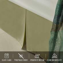 Elegant Comfort 1-Piece Solid Bed Skirt, 1500 Premium Hotel Quality Microfiber, Minimalist Design With A Modern Look- Easy Care, Wrinkle And Stain Resistant, Bedskirt, Full, Succulent Gre1en - 多肉植物綠 - 查看 7