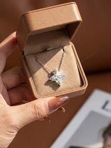 1pc Sparkling Zirconia Studded Star Pendant Necklace, Luxurious Neck Ornament - Four-pointed Star  Necklace - View 5