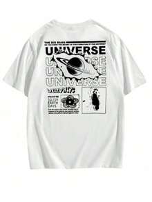 Camiseta Masculina Universe Gola Careca Estilo De Rua Malha 100% Algodão - Branco - Visão 1