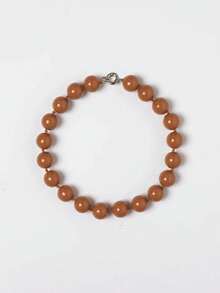 1 pieza Collar hecho a mano de estilo bohemio retro con cuentas geométricas redondas de acrílico, cuerda anudada y broche de metal, adecuado para la playa, vacaciones, regalo - Collar con cierre de marinero anudado a mano en resina de aleación - Ver 25