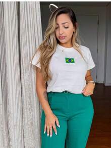 T-Shirts Embroidered With The Brazilian Flag. - White - View 2