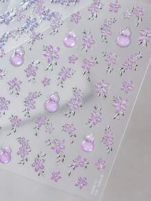 1pc Hot Stamping Pink Jade Gourd Blooming Petals Luxury Icy Sheer Nail Art Decor Stickers 5D Opulent Oriental Nail Decals Self-Adhesive Manicure Accents For Women Nail Supplies - Multicolor - View 8