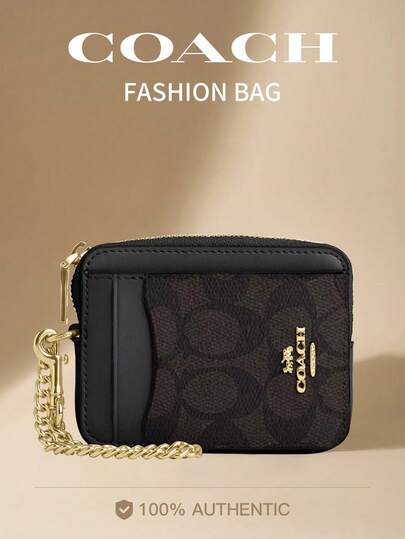 Coach Women's Wallet Card Holder Set, New C-Shape Pattern Color Card Case, Valentine's Day Gift