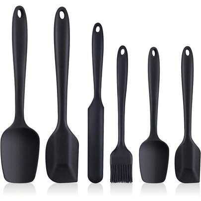 6pcs Heat Resistant Silicone Baking Tools Set, Cake Cream Spatula, Scraper, Small Scraper, Oil Brush, Baking Tool Kit