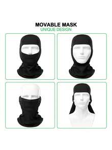 1 pieza/2 piezas Pasamontañas unisex de unicolor, máscara facial y calentador de cuello, máscara de esquí transpirable de doble orificio, adecuada para actividades al aire libre, senderismo, pesca, ir y venir - Multicolor - Ver 8