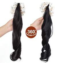 Kẹp tóc hình quả chuối chấm bi và tóc đuôi ngựa xoăn gợn sóng, thích hợp để sử dụng hàng ngày. - Dark Brown - Xem 6