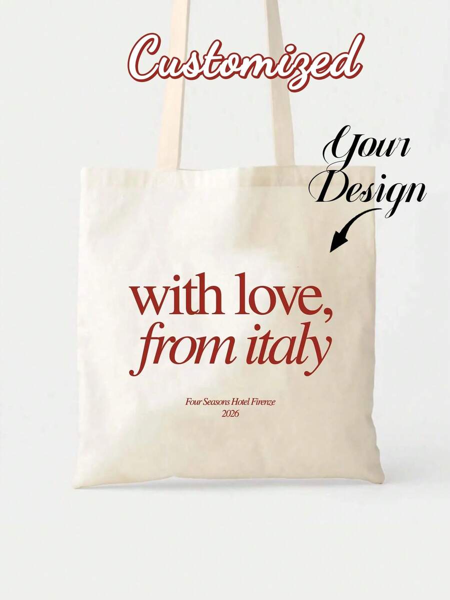 Italy Love Wedding Welcome Canvas Tote Bag Destination Wedding Favors Customized Guest Bag - Multicolor - View 1