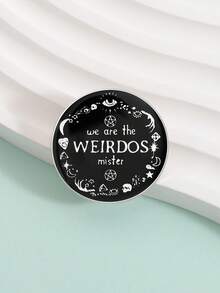 1Pc We Are The Weirdos Mister Enamel Pin Letter Brooch Lapel Black Badge Interesting Backpack Jewelry Gift For Friends - Multicolor - View 7