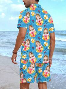 Customized Hawaiian Shirt Set, Sexualized Customization Of Male And Female Avatars, Family Members, Pets, Cartoons, Holiday Parties, Fun Shirt Set - Multicolor - View 2