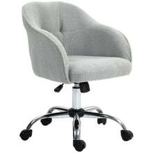 Ergonomic Office Chair, Swivel, Height Adjustable With Rocking Function, Plush Velvet Look, Dressing Table Chair For Bedroom Or Office, Grey - Grey - View 1