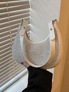 Fashionable Rhinestone Underarm Small Handbag For Women, New Stylish Chic Underarm Bag, Personalized Ins Rhinestone Tote Bag - Multicolor - View 15