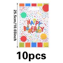 10个生日派对珠光礼品袋，生日快乐主题糖果袋 - 彩色 - 查看 2