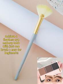 1支扇形鼻部轮廓刷/高光刷，柔软动物毛腮红刷，自然脸部轮廓化妆工具，仿红木手柄 - 彩色 - 查看 2