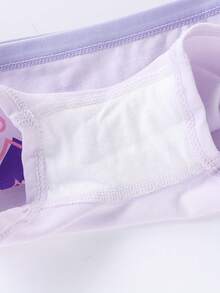 4pcs/Pack Girls' Cute Heart & Star Cartoon Print Briefs, Suitable For All Seasons - Mauve Purple - View 8