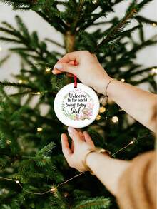 Welcome Sweet Baby Ornament, Baby's First Christmas Custom Ornament, Custom Ornament, Personalized Ornament, Girl Baby,Welcome Baby - Multicolor - View 9