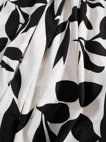 EARO 女士印花高腰 A 字裙，夏季度假裙，春季白色 - 白色 - 查看 5