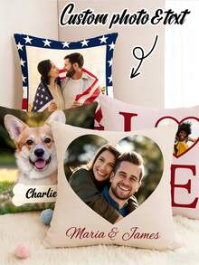 Spersonalizowana poduszka ze zdjęciem, dwustronna, idealny prezent dla absolwentów, na śluby i rocznice, tylko do prania ręcznego, zapinana na zamek, pasuje do różnych stylów pomieszczeń - Wielokolorowe - Zobacz 2