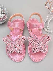 Sandal đế bằng chống trượt đính sequin và nơ bóng bẩy mới năm 2026 dành cho bé gái, thích hợp cho các chuyến đi chơi cuối tuần cùng gia đình, tiệc trà của chị em gái, các hoạt động ở trường mẫu giáo. - Hồng - Xem 6