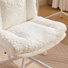 Home Office Chairs - Cream + Faux Fur + Foam - View 9
