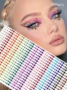 900pcs/1800pcs Color Eye Gems Assorted Arts Accessories, Music Festival Stage Performance Face Jewelry Makeup Supplies - Nhiều màu - Xem 9