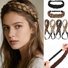1 Pc Synthetic Premium Adjustable Handmade Wig Braided Elastic Band Hair Fashion Braiding Hair Headband Headwear For Women - Multicolor - View 2