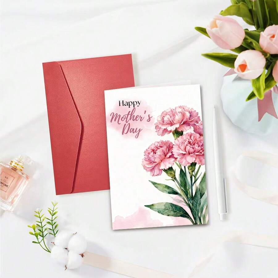 Muttertagskarte mit Umschlag, kreative Blumen-Dankesnachricht, Feiertags-Karten, perfektes Geschenk für Mütter - Mehrfarbig - Übersicht 1