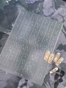 Kariertes Muster transparente Sprühlack Nail Art Sticker, 1 Stück Dual-Zweck Sticker und Accessoire französischer Herz-Design DIY Nail Sticker und Abziehbilder - Nagelzubehör und Nail Charms für Mädchen und Frauen - Herbst-Winter-Nägel für Nail Art Zuhause und Salon - Verschiedenfarbig - Übersicht 18