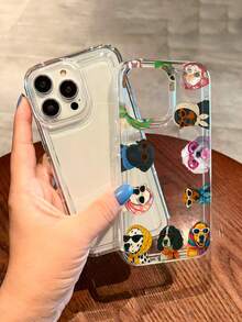 狗狗图案透明手机壳，单件装，多种狗狗图案印花，全方位保护，防震防摔，TPU软胶材质，兼容 13/11/17/17pro/16/14/15/15pro/15 Plus/15 Pro Max/7 Plus/8 Plus/X/Xs Max/Xr/11 Pro/12 Pro/13 Pro/14 Pro/12 Mini/13 Mini/11 Pro Max - 彩色 - 查看 3