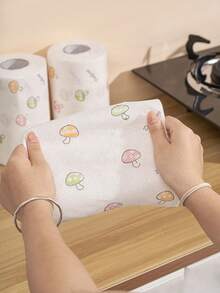 60pcs/Set Washable Reusable Disposable Kitchen Towels - Oil-Free, Wet And Dry Use, For Home Cleaning (Random Designs, 60 Sheets Per Roll) - A - View 5