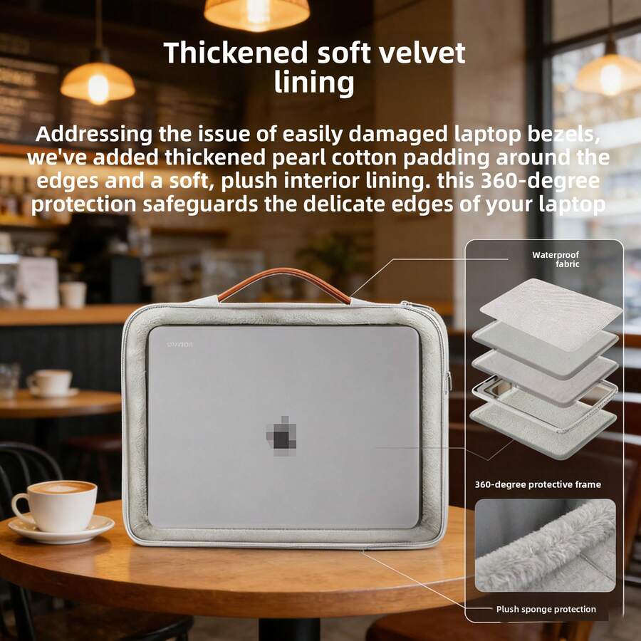 YKK Zipper Protective Sleeve For C9NZ Laptop, Tablet, Handbag - Light Grey - View 1