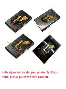 Men's Premium Stainless Steel RFID Blocking Metal Alphabet A-Z Pattern Wallet - Fashionable Black Metal Card Holder, Multi-Compartment Design, Perfect Father's Day Gift | Polished Silver Metal Card Holder For Women - Multicolor - View 9