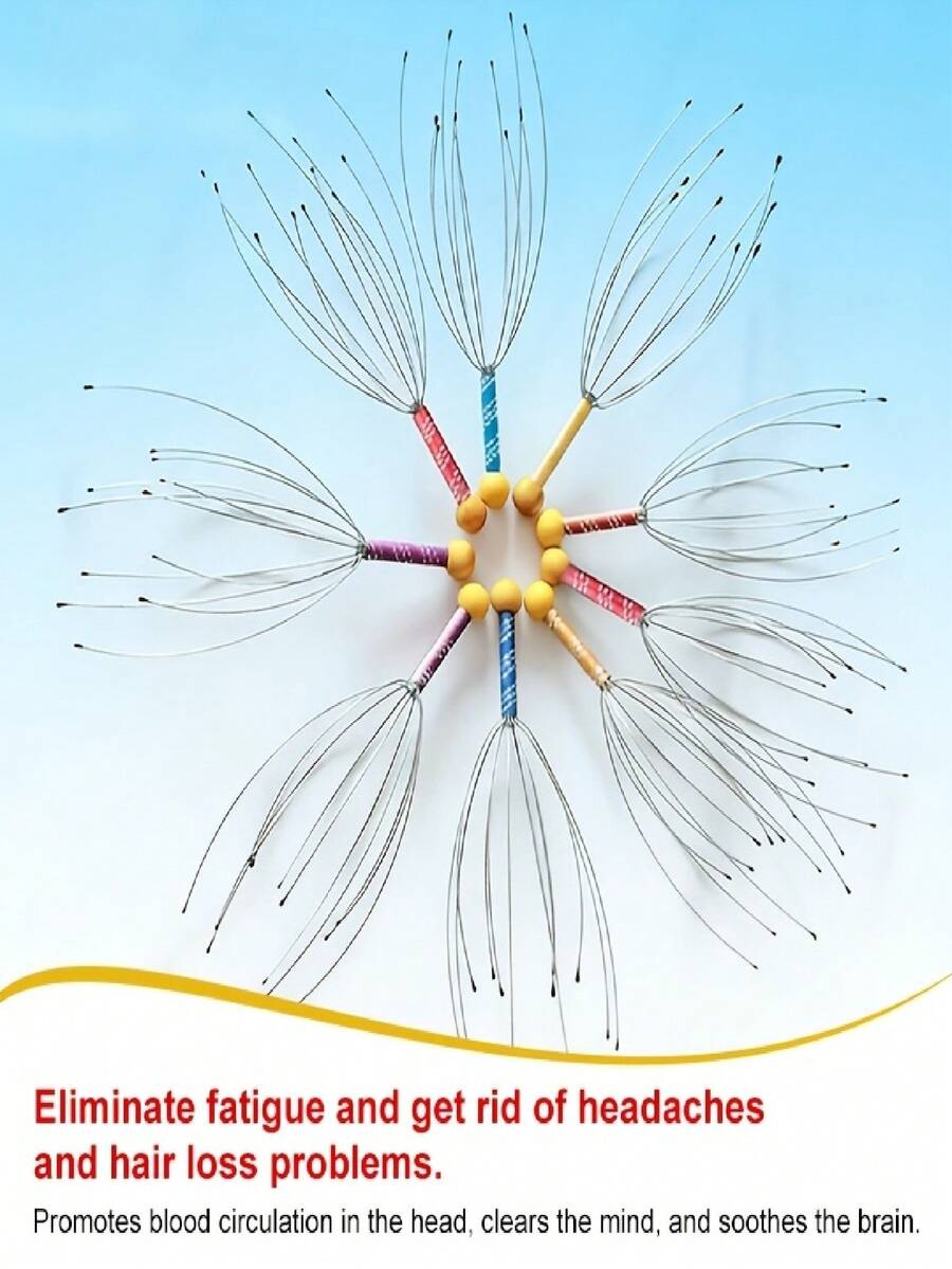 1pc Octopus Head Massager, 12 Tentacle Scalp Massage Tool, Fun Relaxation Gift, Soul Extractor, Head Scratcher, Unisex Stress Relief Massager - Multicolor - View 1