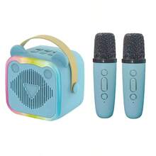 This Portable Mini Karaoke Machine Includes Two Microphones And One Player, With Loud And Clear Sound Quality, And Comes With Four Colorful LED Lighting Effects. It Supports Bluetooth Connection And TF Card Playback, Making It An Ideal Choice For Home Gatherings, In-Car Entertainment, And Christmas Celebrations. - Multicolor - View 10