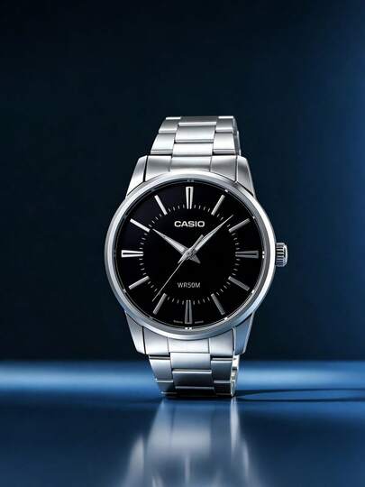 Casio Men's Quartz Watch, Stainless Steel Band Waterproof Watch, Black Dial Business Casual Watch, Minimalist Men's Wristwatch, Gift For Men Father's Day Anniversary MTP-1303D-1A