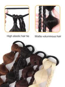 2件装假发马尾辫接发片，合成泡泡辫发片，带橡皮筋，适合儿童日常佩戴 - 彩色 - 查看 4