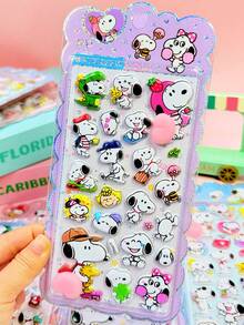 SNOOPY Regalos de arte de pegatinas hechas a mano, pegatinas de alivio del estrés con fondo suave y esponjoso para apretar y relajar, pegatinas de dibujos animados (algunos estilos pueden tener variaciones de color y se enviarán al azar) - Multicolor - Ver 8